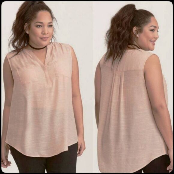 TORRID Harper Blush Pink Sleeveless Pocket Button Pullover Lightweight Top 0 - Picture 2 of 9